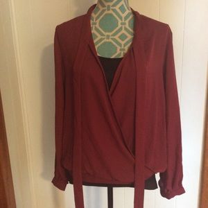 NY collection deep V sheer blouse